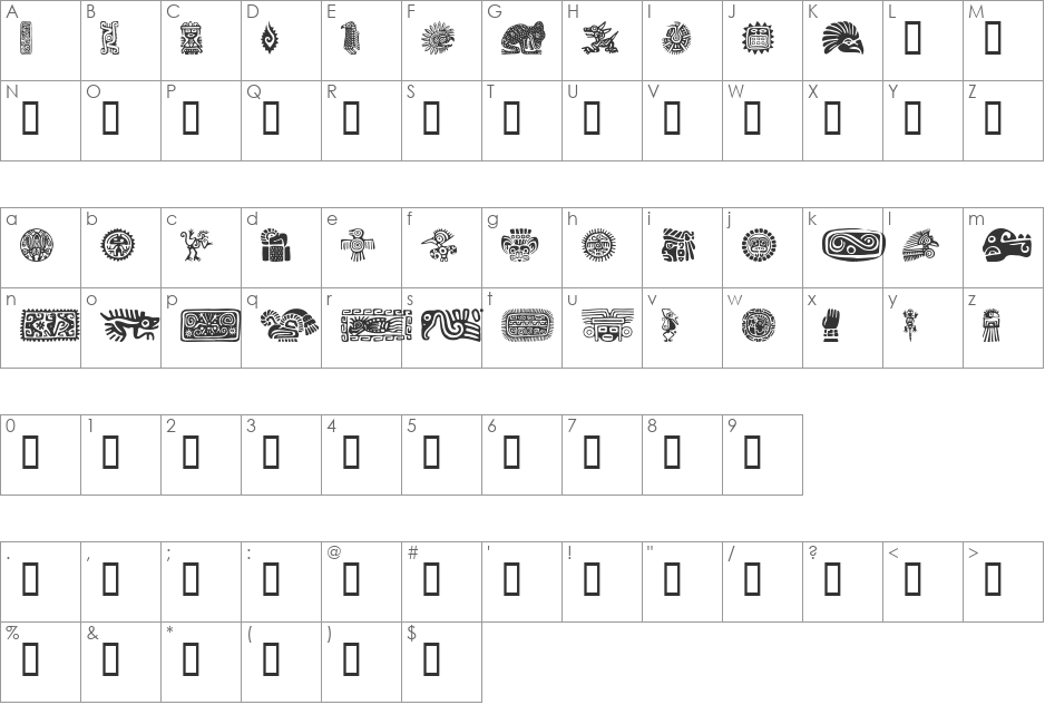 MexicanMotif font character map preview
