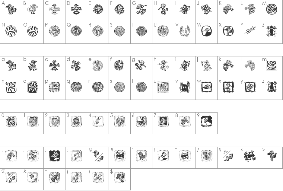 MexiKOrnaments font character map preview