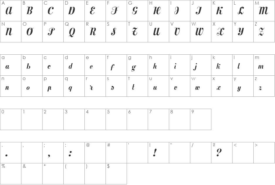 MezclaTitan font character map preview