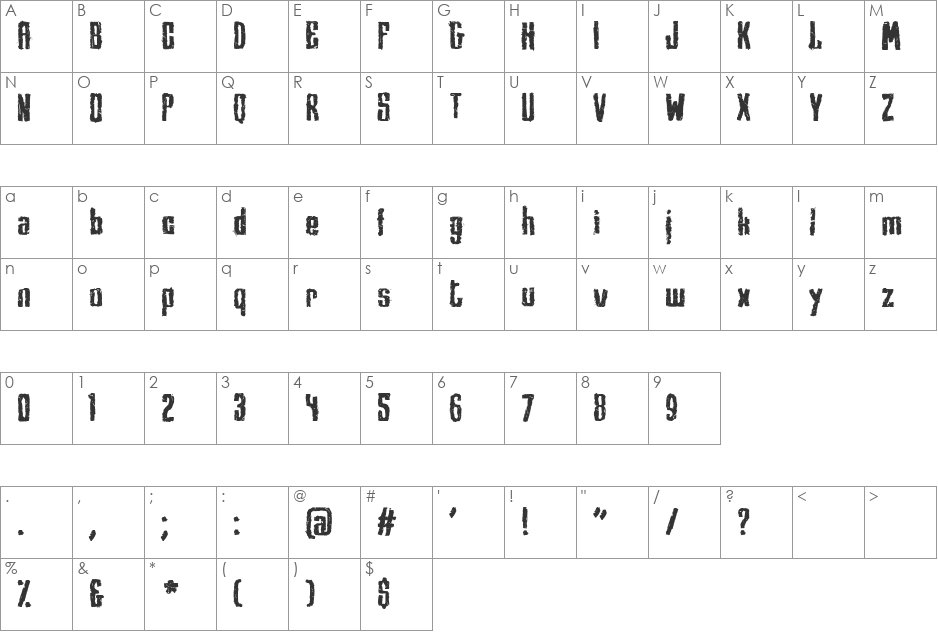 Mezzanine font character map preview