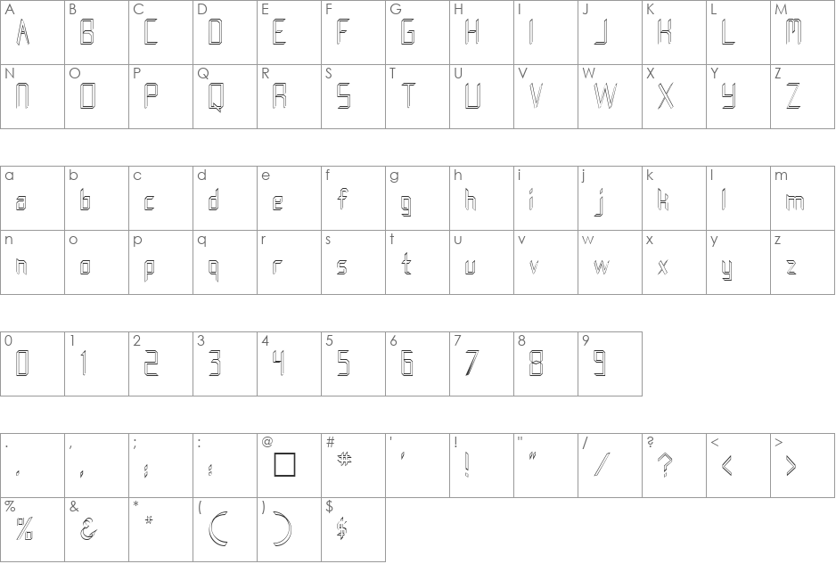 Mezzoforte font character map preview