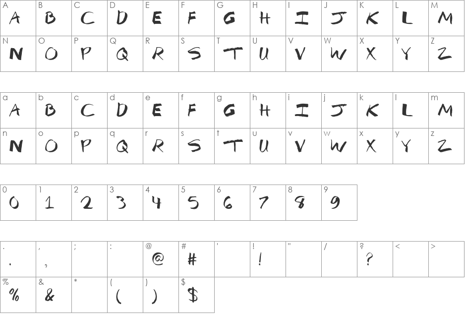 Mf Break The Rules font character map preview