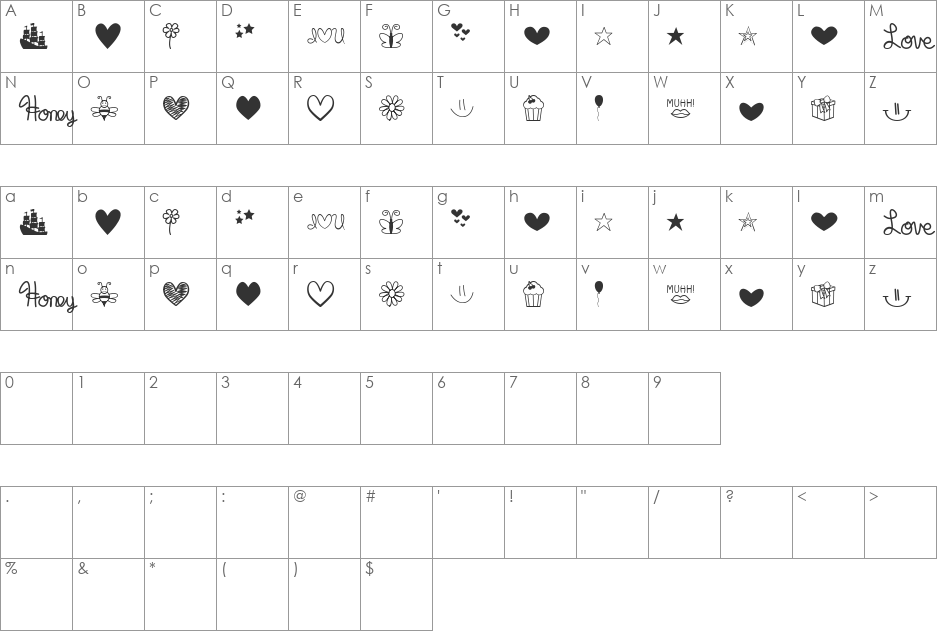 MF Dings  font character map preview
