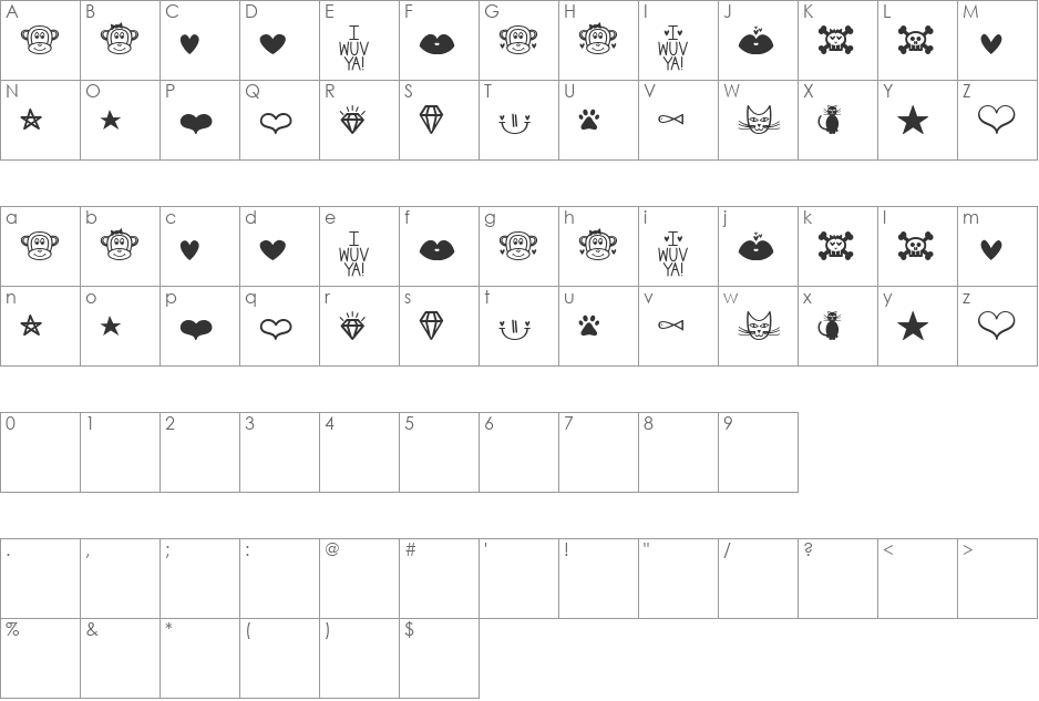MF Dings 2 font character map preview