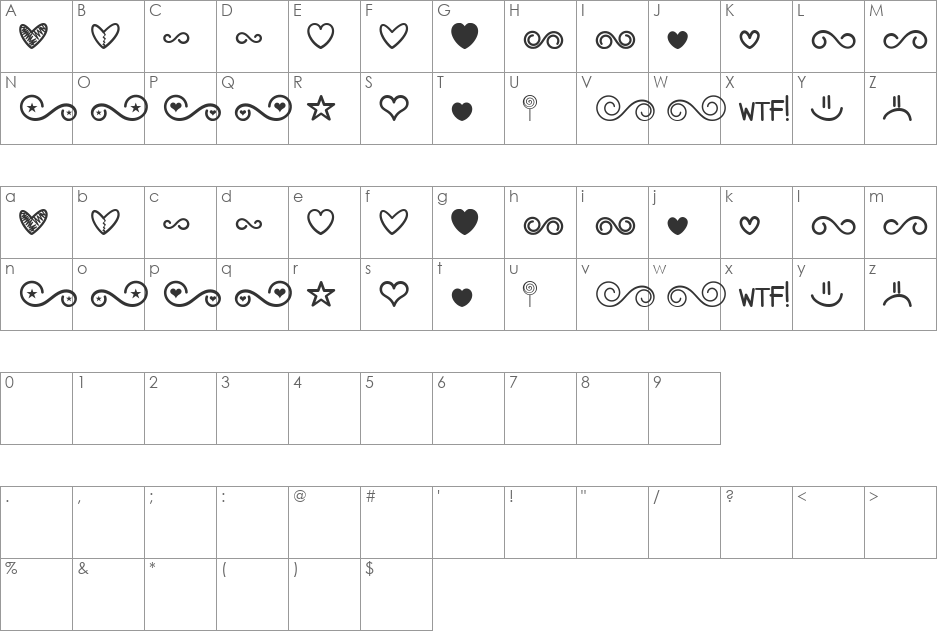 MF Dings 3 font character map preview