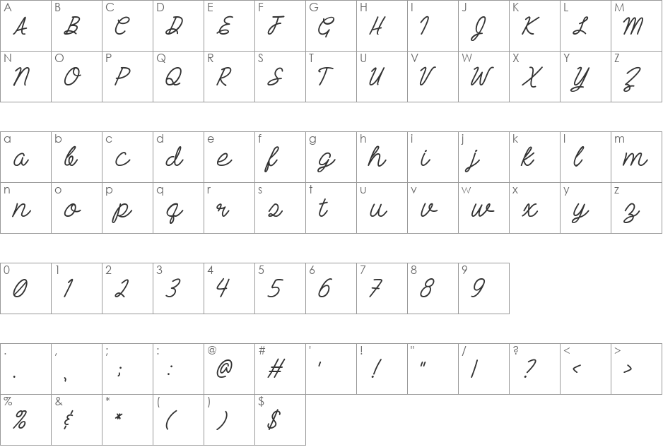 Mf End of the Dream font character map preview