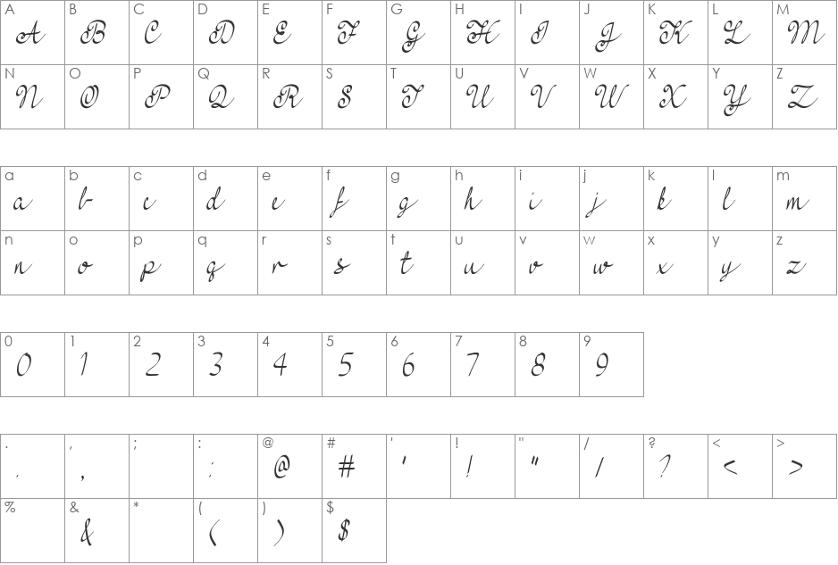 Mf Feel My Heart font character map preview