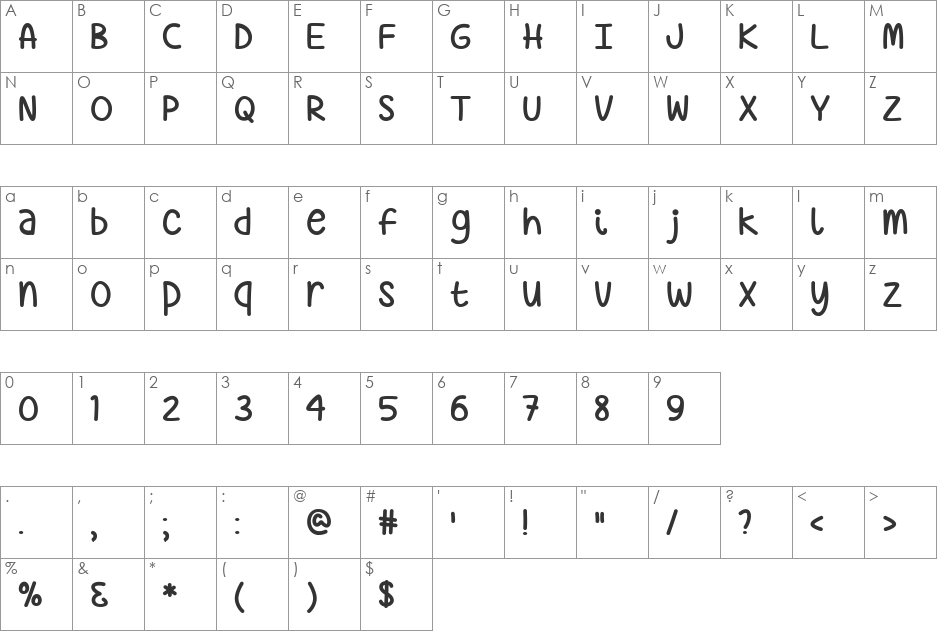 Mf Just Sayin font character map preview