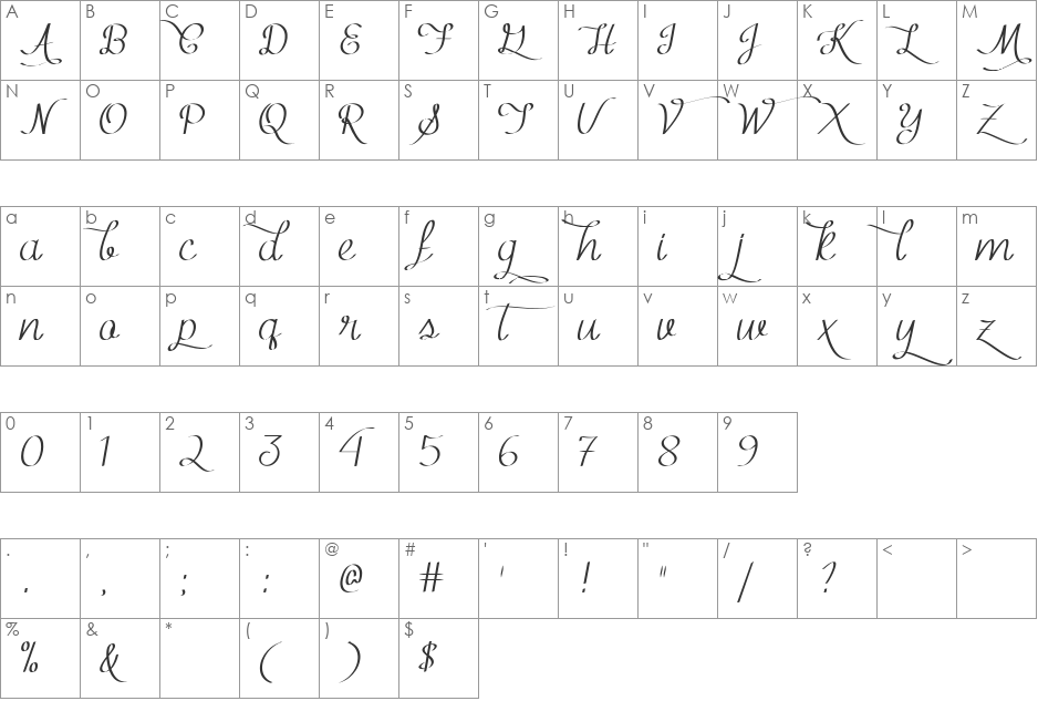 Mf Kind & Witty font character map preview