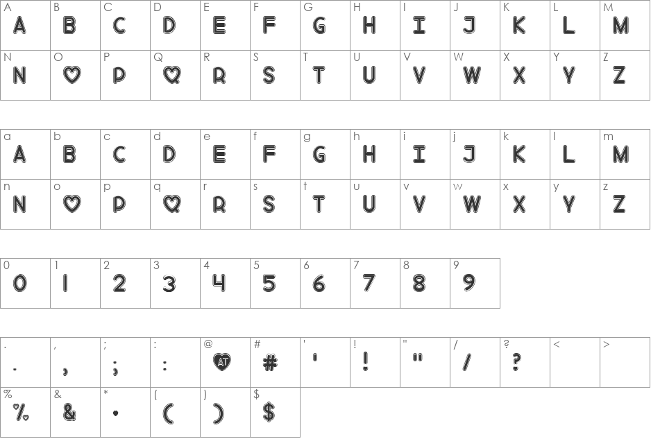 Mf Love Song font character map preview