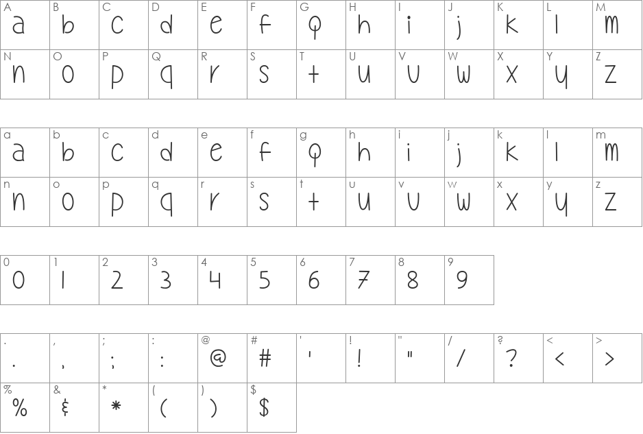Mf My Oh My font character map preview