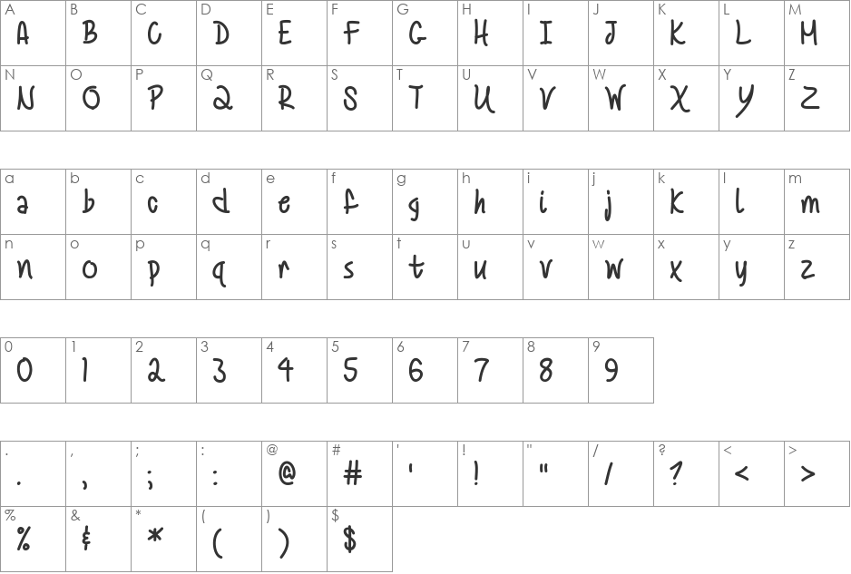 Mf Summertime font character map preview