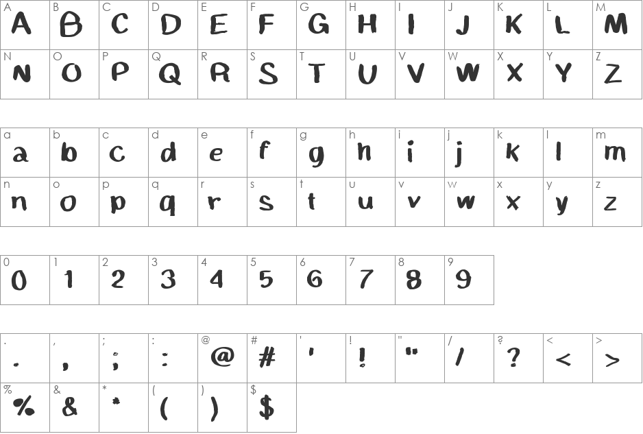 MGchalkwalk font character map preview
