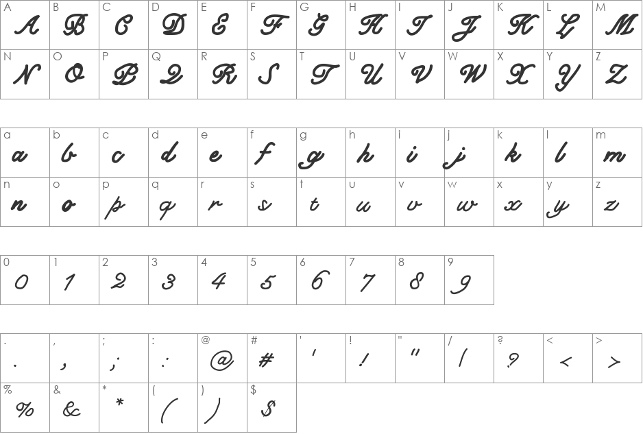 MGclassy font character map preview