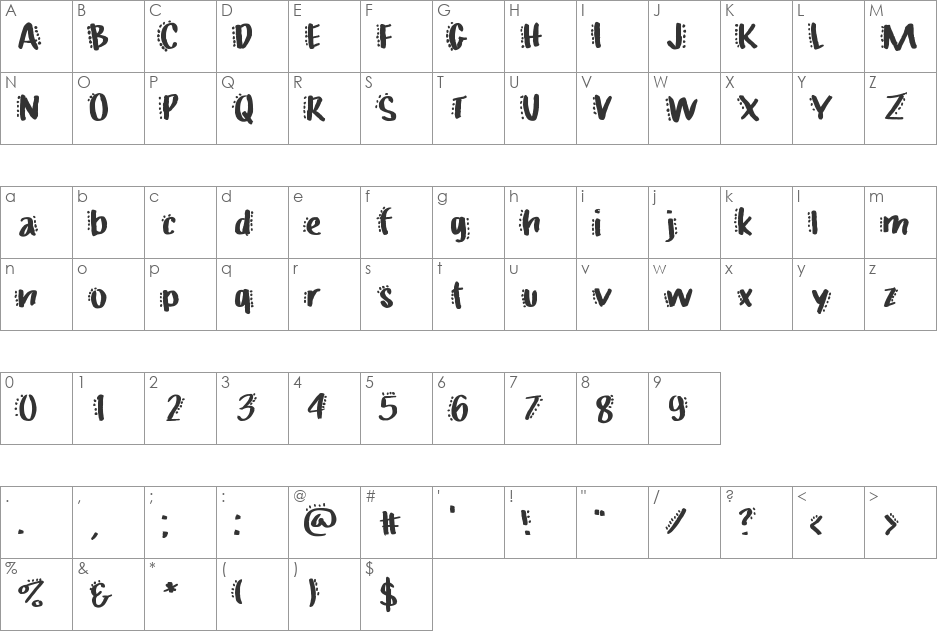 MGFridaynight font character map preview