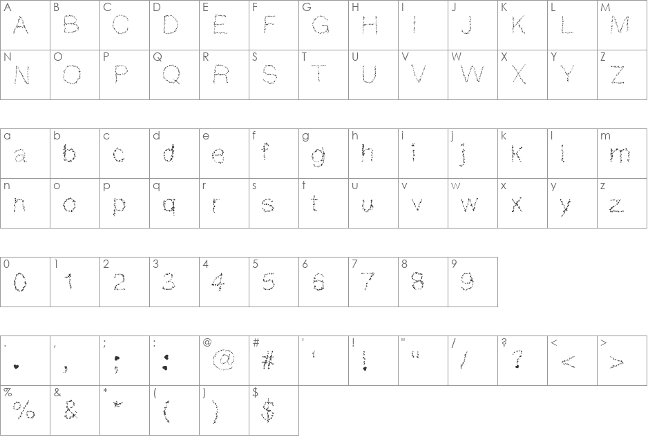 MGHeartart font character map preview