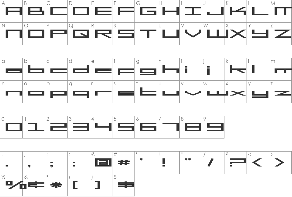 MGS2 Menu font character map preview