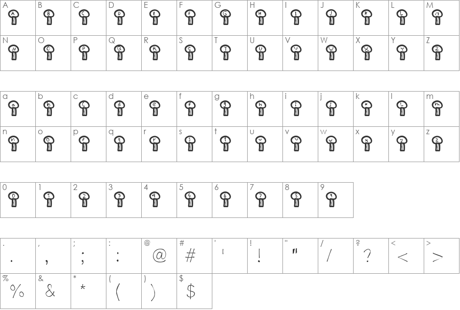 MGterrifictrees font character map preview