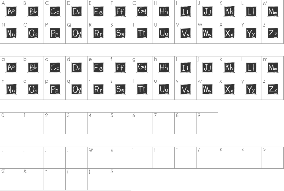 MH Slate font character map preview