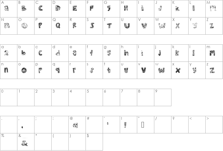 MHVSunkissedDolphin font character map preview