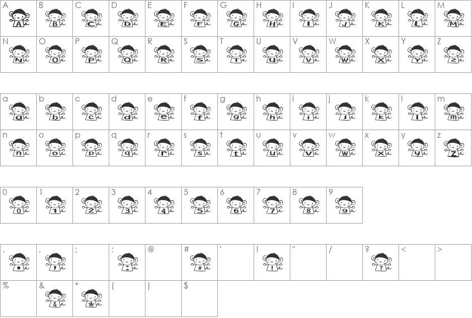 mi Font font character map preview