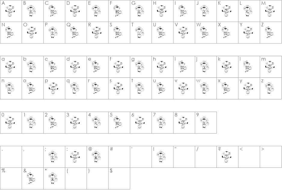 mi3 Font font character map preview