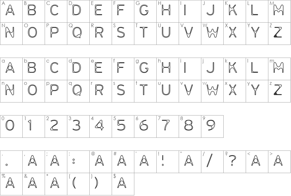 mia font character map preview