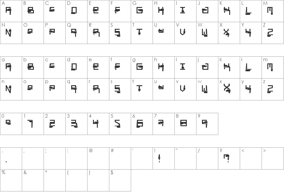Miaou font character map preview