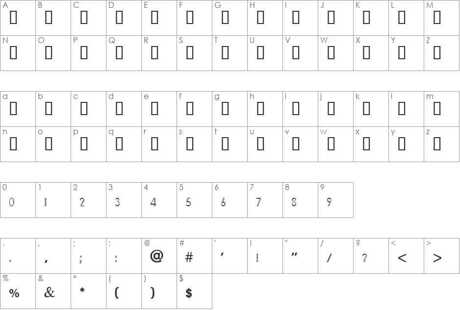 Michali font character map preview