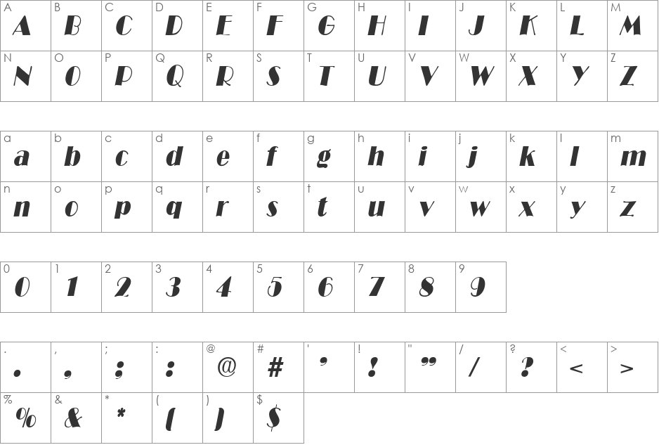 MichelleBecker font character map preview