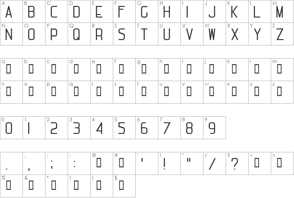 Michelucci font character map preview