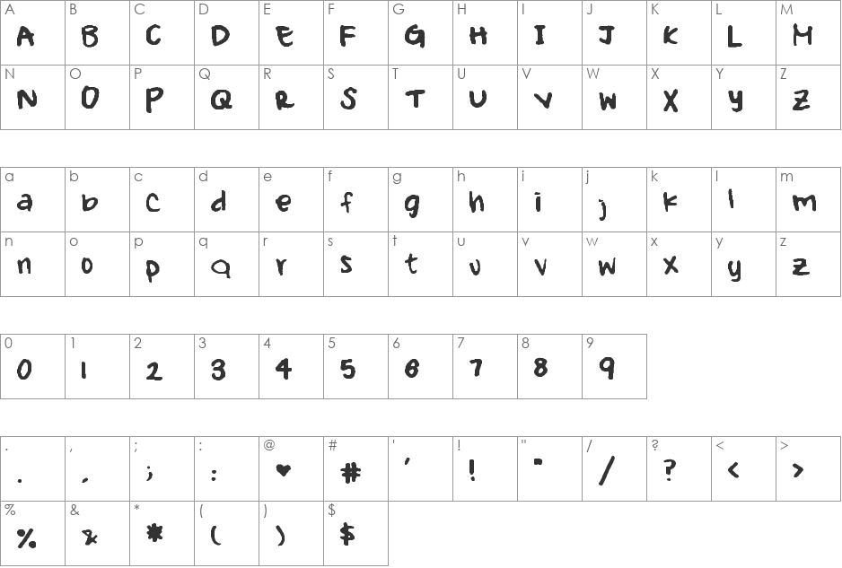 Michie! font character map preview