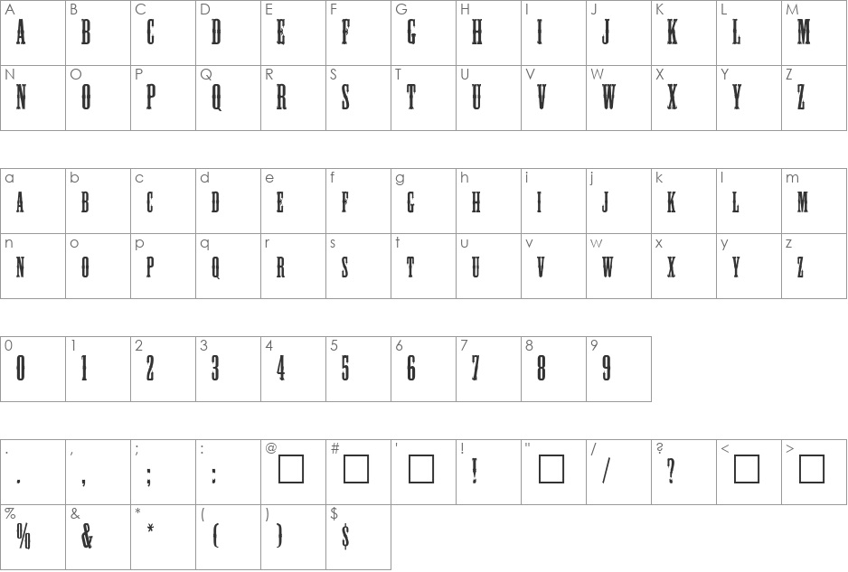 Michigan font character map preview