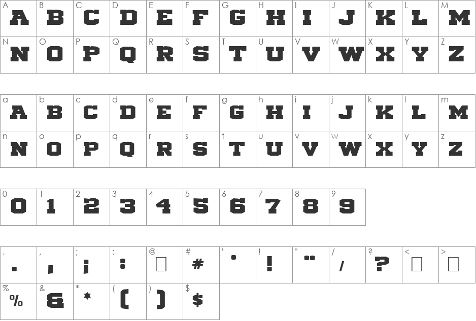 michigan 2 font character map preview