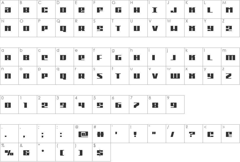 Michigan Condensed font character map preview