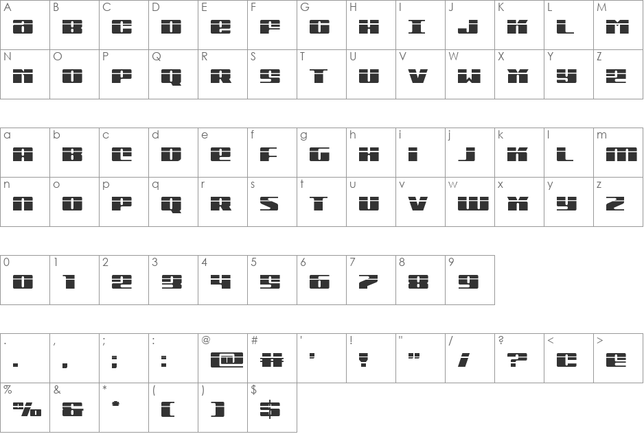 Michigan Laser font character map preview