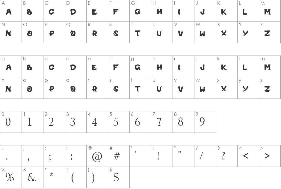 MichiNoInku font character map preview