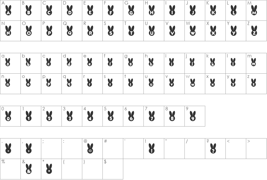 Michousa1 font character map preview