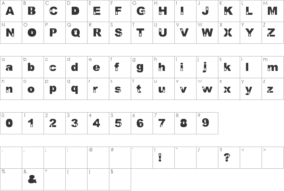 Michousa2 font character map preview