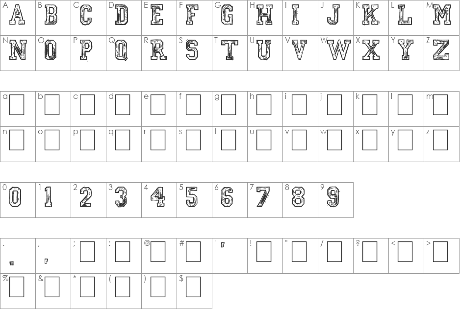 Mickey's College font character map preview