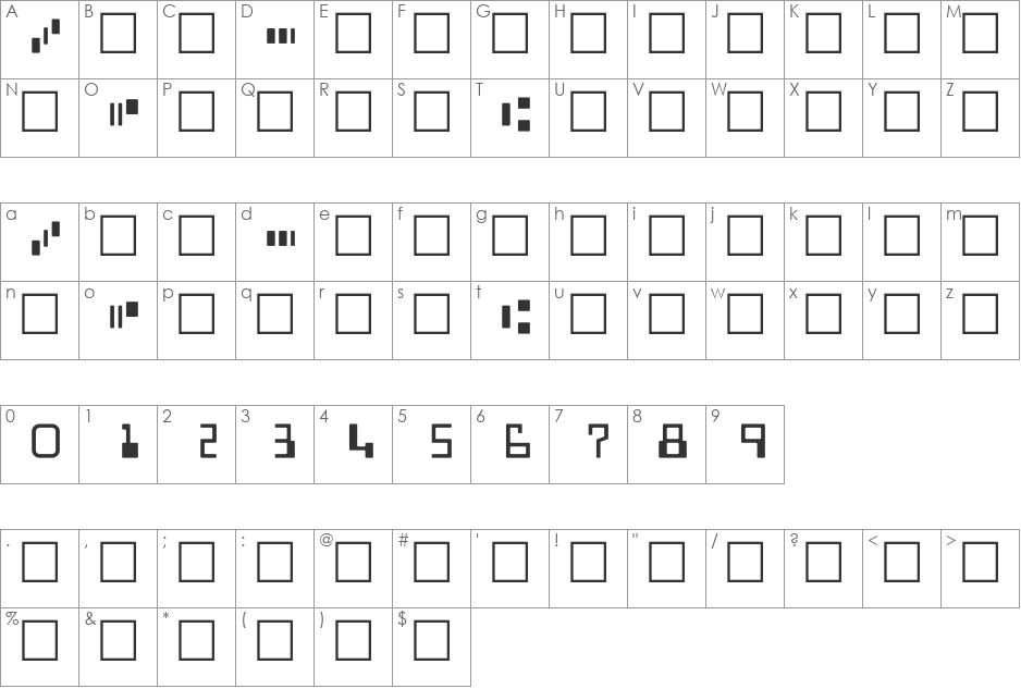 MICR font character map preview