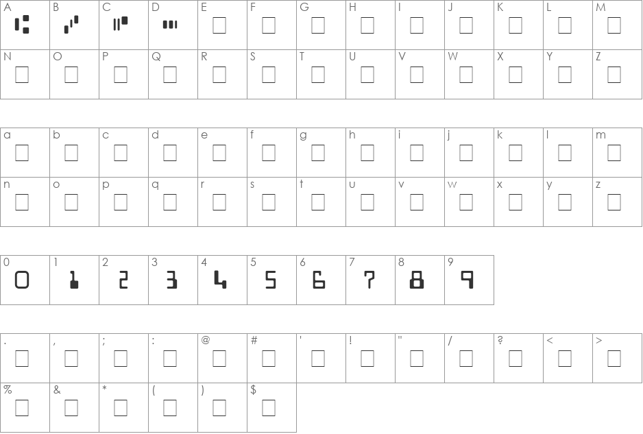 MICR SSi font character map preview