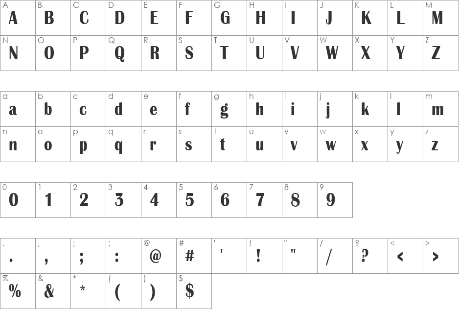 a_AlbionicNr font character map preview