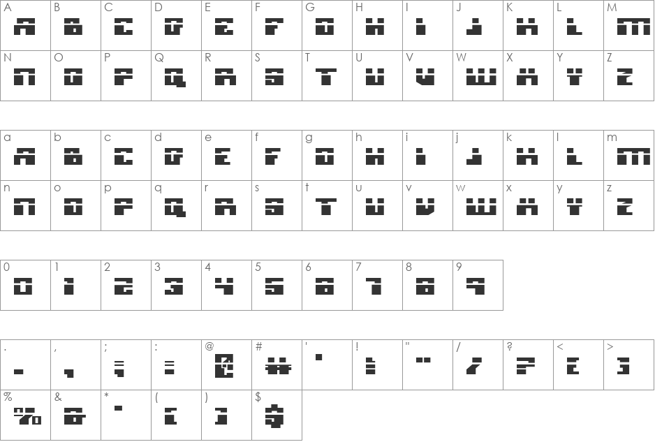 Micronian Expanded Laser font character map preview