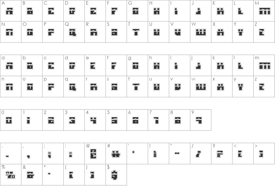 Micronian Laser Academy font character map preview