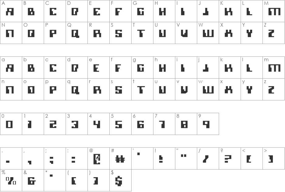 Micronian Light font character map preview