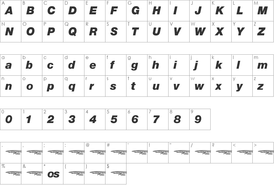 Microsoft Logo font character map preview