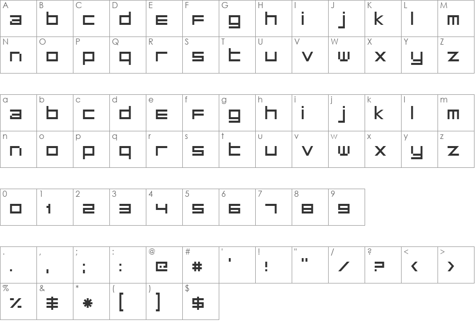 MicroTech font character map preview
