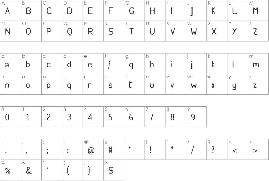 Micursif font character map preview