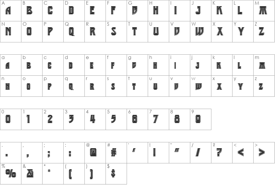 Middle Earth NF font character map preview